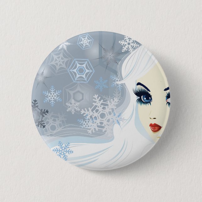 Snow queen 6 cm round badge (Front)