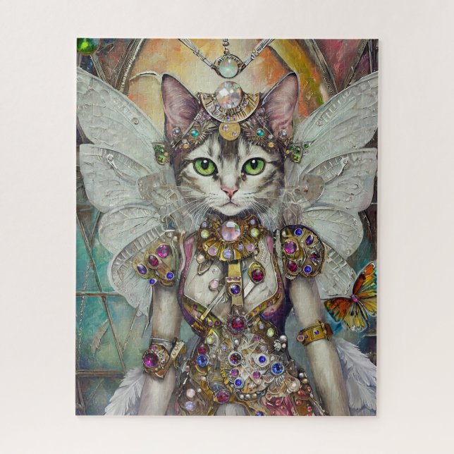 Snow Queen Cat of the Butterfly Wing Brigade Jigsaw Puzzle (Vertical)