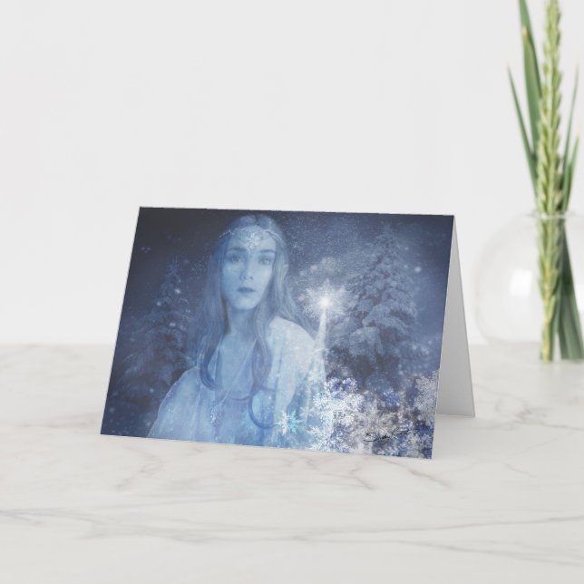 Snow Queen Christmas Fantasy Artwork Thank You Card (Front)