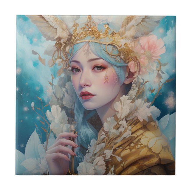 Snow Queen Fantasy Art Ceramic Tile (Front)