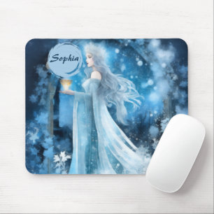 Snow Queen Fantasy Art – Mystical Winter Goddess Mouse Pad