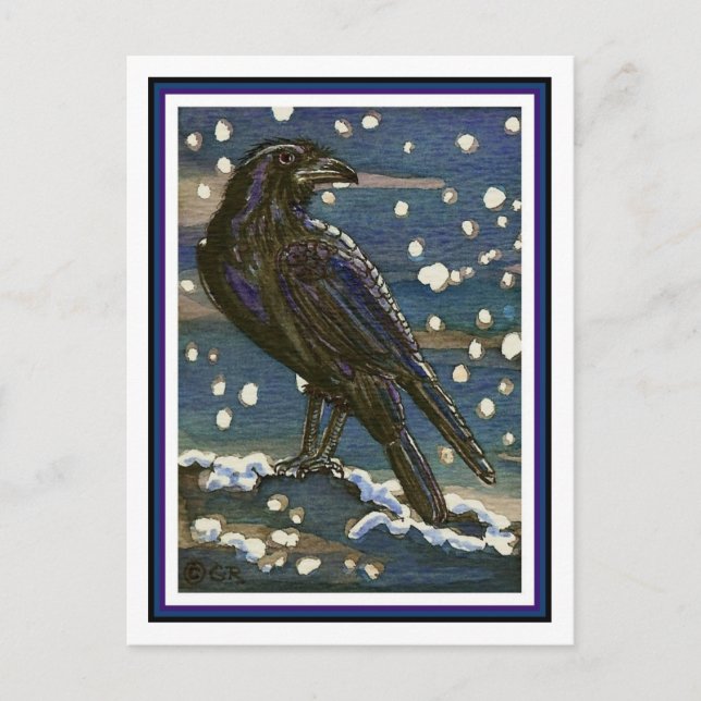 Snow Raven Postcard (Front)