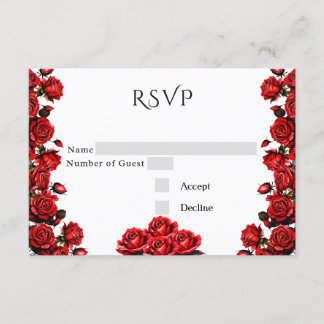 Snow Red Roses RSVP Enclosure Card