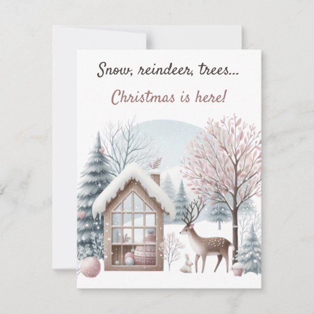 ❄️🎄 Snow, Reindeer, Trees... Christmas is Here!  Invitation (Front)