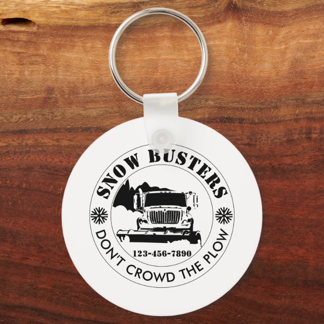 Snow Removal Business Add Your Logo Custom Key Ring (Front)