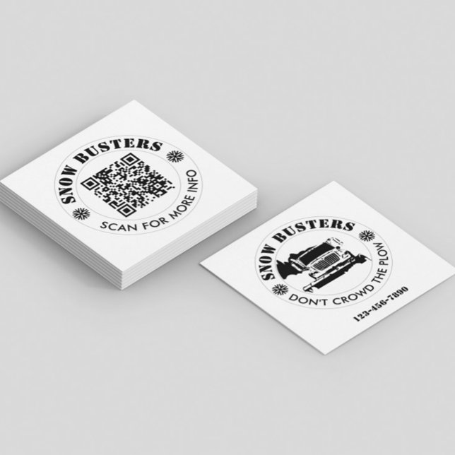 Snow Removal Business Add Your Logo Custom Square Business Card (Creator Uploaded)