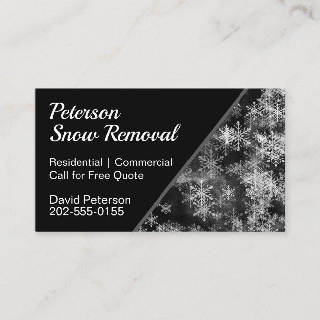 Snow Removal Clearing Black Business Card (Front)