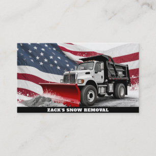 *~* Snow Removal Distressed Truck AP74 US Flag Business Card