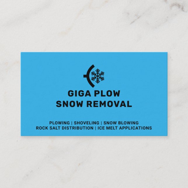 Snow Removal Plough And Snowflake Graphic Business Card (Front)