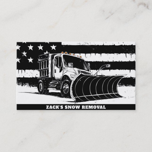 *~* Snow Removal  Plough Flag Patrioting Truck AP7 Business Card (Front)