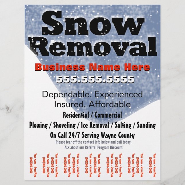 Snow Removal Ploughing Tear Sheet Template (Front)