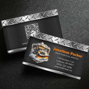  Snow Removal Service QR Code Metallic  Business Card