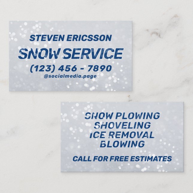Snow removal services  business card (Front/Back)