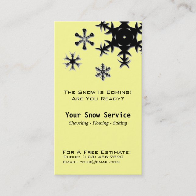 Snow Removal, Snow Ploughing Business Card (Front)