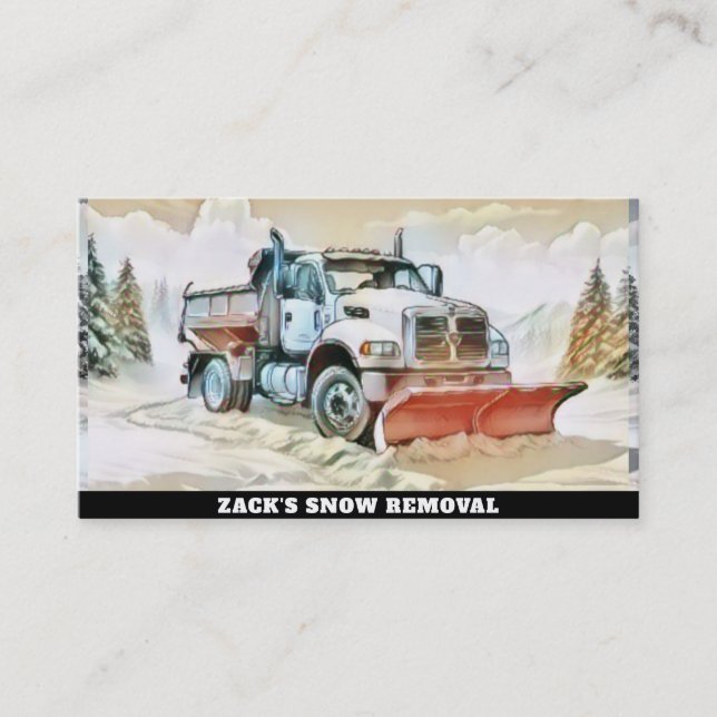 *~* Snow Removal Snow Ploughing  Truck AP74 Business Card (Front)