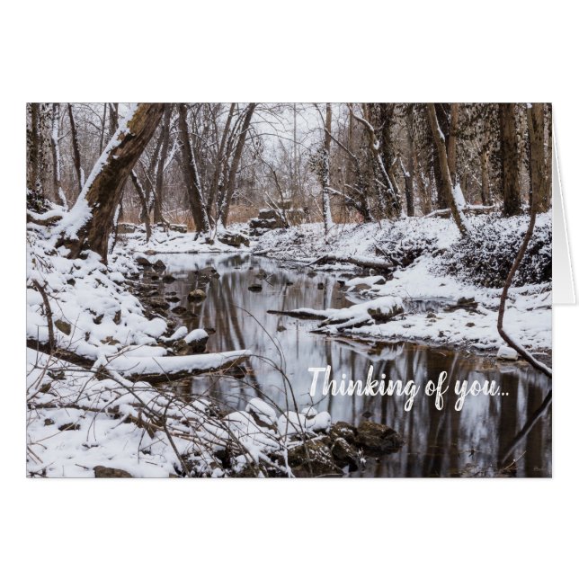 Snow Riverside Thinking of you Notecard (Front Horizontal)