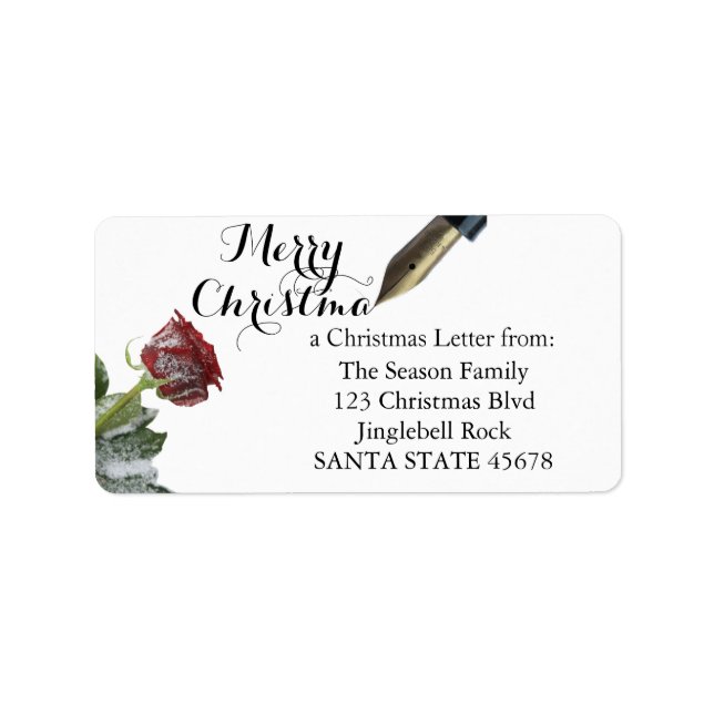 Snow rose Merry Christmas Label (Front)