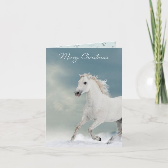 Snow Runner Horse Christmas Card (Front)