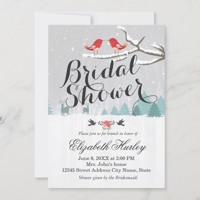 Snow Scene Bridal Shower Winter Wedding Invitation (Front)