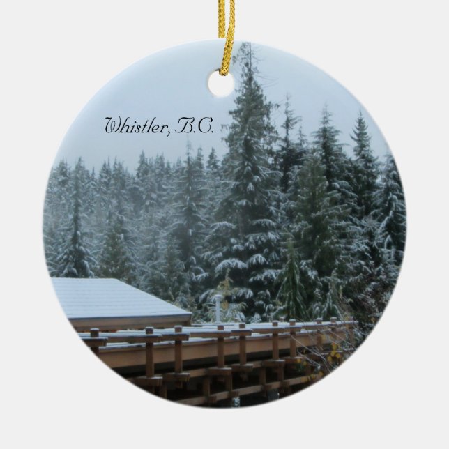 Snow Scene in Whistler, B.C. Ceramic Ornament (Front)