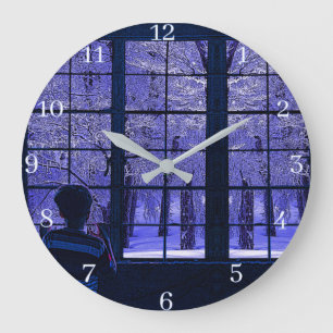 Snow Scene Large Clock