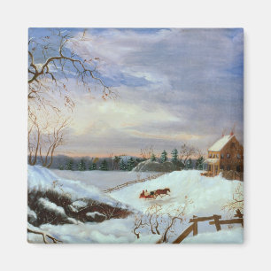 Snow scene, New England Magnet