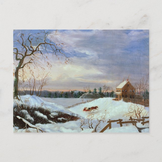 Snow scene, New England Postcard (Front)