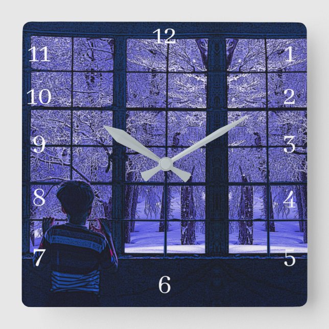 Snow Scene Square Wall Clock (Front)