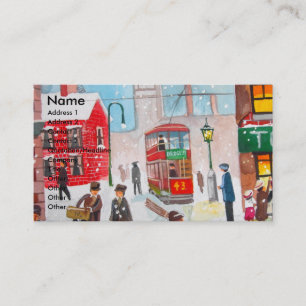 Snow scene winter chimney sweeps painting G Bruce Business Card