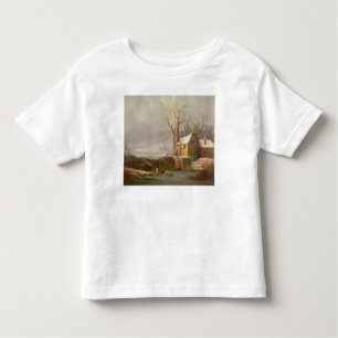 Snow Scene with Mill and Cottages Toddler T-Shirt