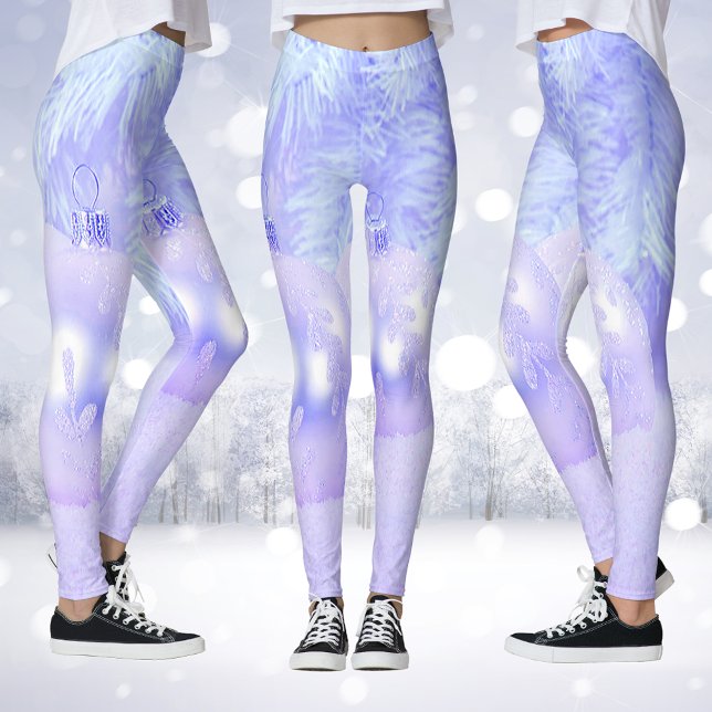 Snow Scene with Ornaments and Blue Tint Snow Leggings (Snow Scene with Ornaments and Blue Tint Snow Leggings)