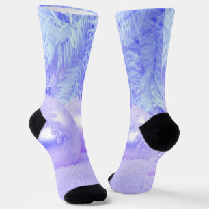 Snow Scene with Ornaments and Blue Tint Snow Socks