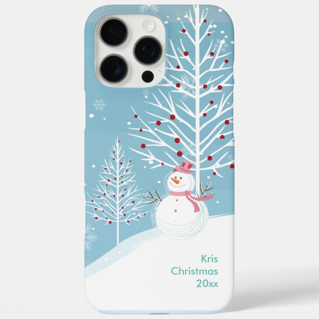 Snow Scene with Snowman Christmas Phone Case (Back)