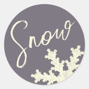 Snow script sugarplum purple butter cream elegant classic round sticker