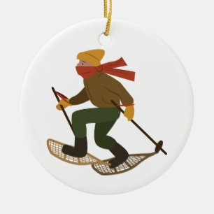 Snow Shoe Man Ceramic Ornament