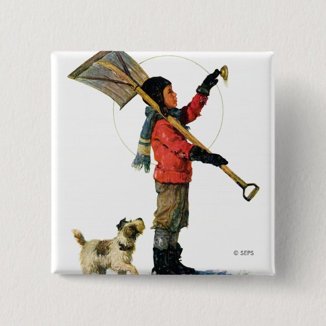 Snow Shoveler 15 Cm Square Badge (Front)