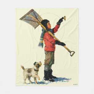 Snow Shoveler Fleece Blanket