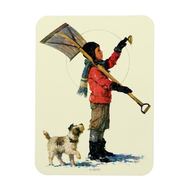 Snow Shoveler Magnet (Vertical)