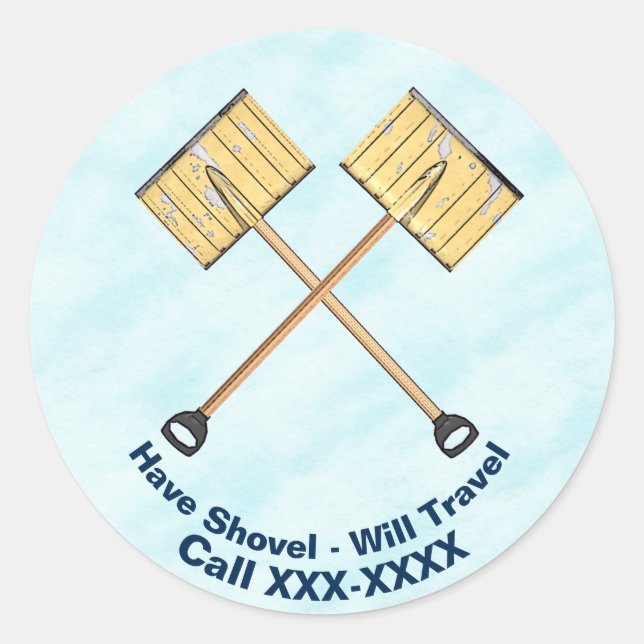 Snow Shoveling Business Classic Round Sticker (Front)