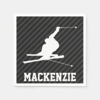 Snow Ski; Black & Dark Grey Stripes