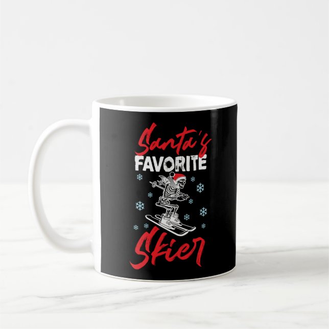 Snow Ski Christmas Santa's Favourite Skier Coffee Mug (Left)