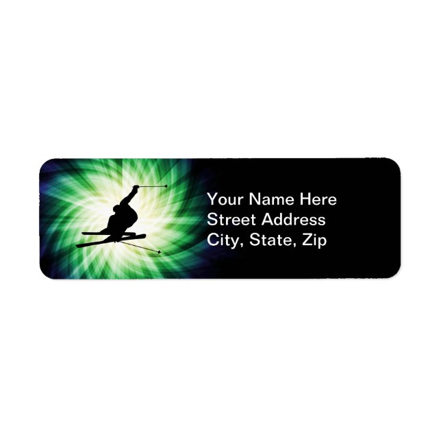 Snow Ski Gift Return Address Label (Front)
