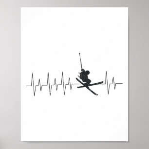 Snow Ski Heartbeat Poster