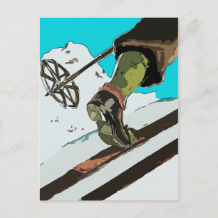 Snow Ski,Mountain Postcard