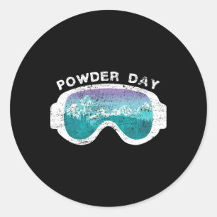 Snow Ski Powder Day Snowboarding Mountain Sport Classic Round Sticker
