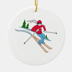 SNOW SKIER CERAMIC ORNAMENT