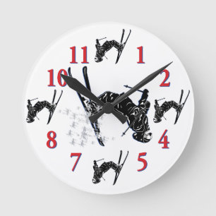 Snow Skier - Its Time to Ski Round Clock