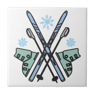 Snow Skiing Ceramic Tile