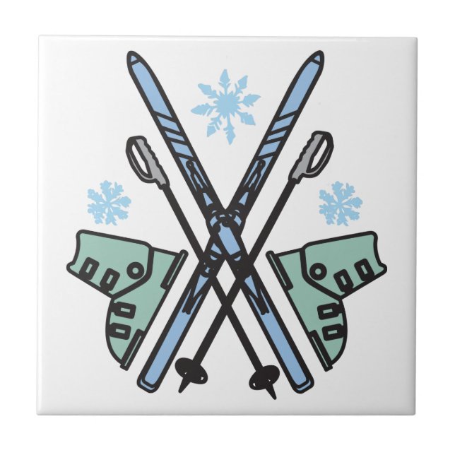 Snow Skiing Ceramic Tile (Front)