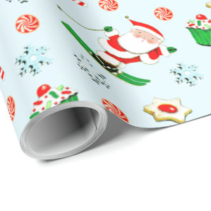 Snow Skiing Holiday Gift Wrapping Paper